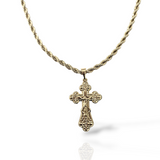 Medium Crucifix Cross Pendant on 4mm Rope Chain 24" Length