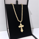 Medium Crucifix Cross Pendant on 4mm Rope Chain 24" Length