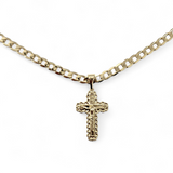 Small Crucifix Cross Pendant on 6mm Curb 20" Length Unisex Chain and Pendant