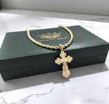Medium Crucifix Cross Pendant on 4mm Rope Chain 24" Length