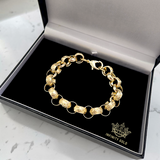 12mm Patterned Gold Belcher Chain & Bracelet, Large and Chunky Alternate Gold Belcher Set