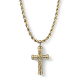 Large Patterned Cross pendant on Rope Chain
