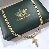 Small Crucifix Cross Pendant on 6mm Curb 20" Length Unisex Chain and Pendant