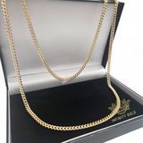 4mm Classic Cuban Curb Chain, Thin Gold 3D Cuban Chain