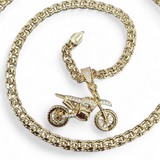 Motor Bike Pendant on 8mm Smooth Double Belcher Chino Link