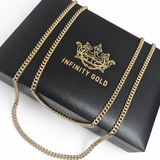 4mm Classic Cuban Curb Chain, Thin Gold 3D Cuban Chain