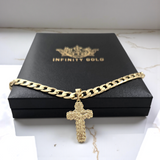 Small Crucifix Cross Pendant on 6mm Curb 20" Length Unisex Chain and Pendant