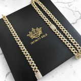 12mm CZ Iced Cuban Curb Set, Gold Chops Set, Miami Cuban Chain and Bracelet Set