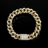 12mm CZ Iced Cuban Curb Set, Gold Chops Set, Miami Cuban Chain and Bracelet Set