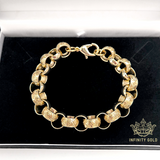 12mm Patterned Gold Belcher Chain & Bracelet, Large and Chunky Alternate Gold Belcher Set