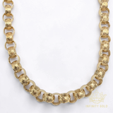 12mm Patterned Gold Belcher Chain & Bracelet, Large and Chunky Alternate Gold Belcher Set