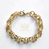 12mm Patterned Gold Belcher Chain & Bracelet, Large and Chunky Alternate Gold Belcher Set