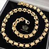 12mm Patterned Gold Belcher Chain & Bracelet, Large and Chunky Alternate Gold Belcher Set